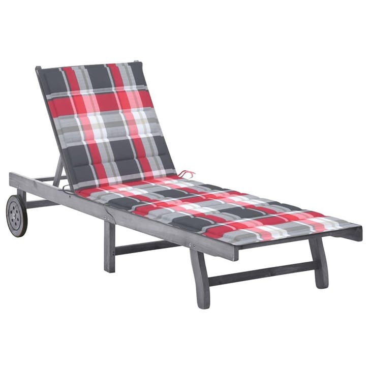 vidaXL Ligbed met kussen massief acaciahout grijs, Tuin en Terras, Ligbedden, Nieuw, Verzenden