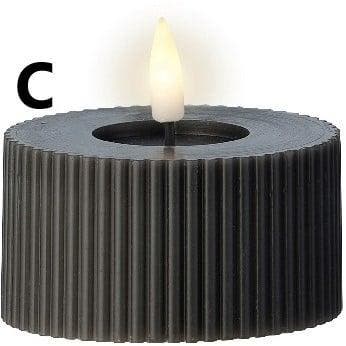 Led waxinelicht theelicht max wax antraciet ribbel 7,5x6,5, Nieuw