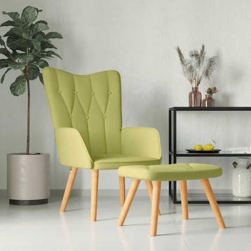 vidaXL Relaxstoel met voetenbank stof groen, Verzenden