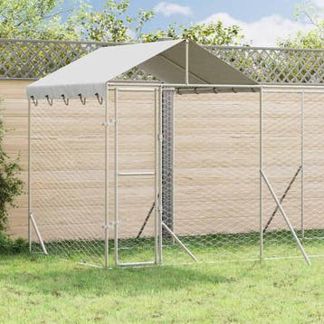 vidaXL Hondenkennel met dak 6x2x2,5 m gegalvaniseerd staal, Verzenden, Nieuw