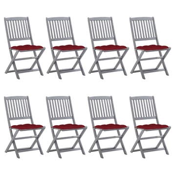 vidaXL Inklapbare stoelen 8 st met kussens massief, Verzenden, Nieuw