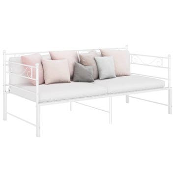 vidaXL Slaapbankframe uittrekbaar metaal wit 90x200 cm, Verzenden, Nieuw