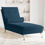 vidaXL Massage chaise longue met bolster fluweel blauw, Verzenden, Nieuw