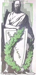 Thorvald Stauning op spotprent (lijst optie, Lithos), Antiek en Kunst, Verzenden