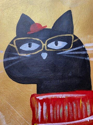 Tetiana Zaitseva - Acrylic Painting XL Autumn Cat no 290