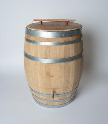 Eikenhouten wijnvaten 300L - regenton - waterkraan, Tuin en Terras, Regentonnen, Met kraantje, 150 liter of meer, Nieuw, Ophalen of Verzenden