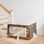 vidaXL Hondenhek met standaarden 2 pcs Gerookt eiken 100 x, Verzenden
