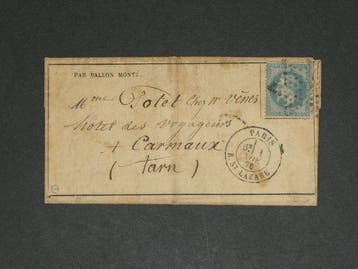 Frankrijk 1870 - Brief PAR BALLON MONTE buiten Parijs, Gestempeld