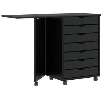 vidaXL Rolkast met bureau MOSS massief grenenhout zwart, Huis en Inrichting, Verzenden, Nieuw