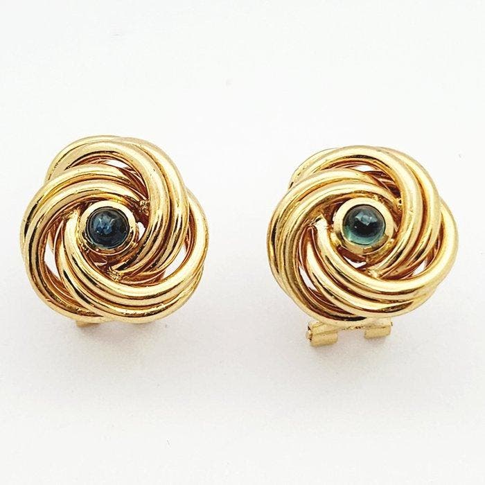 Oorbellen - 18 karaat Geel goud - 0.24ct. tw. Toermalijn, Handtassen en Accessoires, Oorbellen