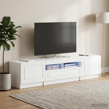 vidaXL 5-delige LED TV-kast Hoogglans Wit Bewerkt hout, Verzenden