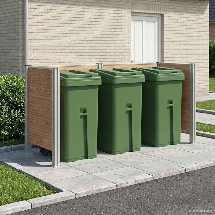 vidaXL Afvalbak Schutting Bruin 237 x 85 x 115 cm Aluminium, Doe-het-zelf en Bouw, Containers, Verzenden