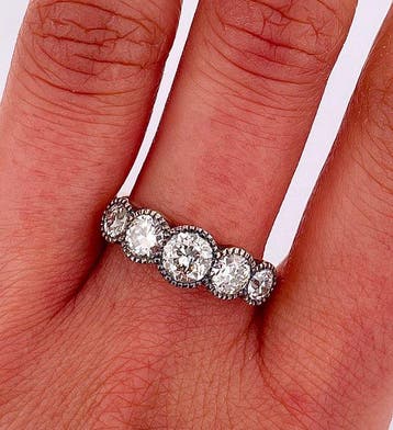 Ring - 12 kt. Geel goud, Zilver Diamant (Natuurlijk)