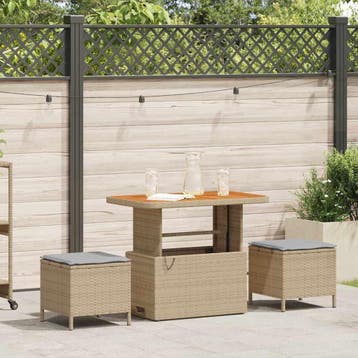 vidaXL Tuin Eettafel Set 3 st Beige poly rattan, Verzenden