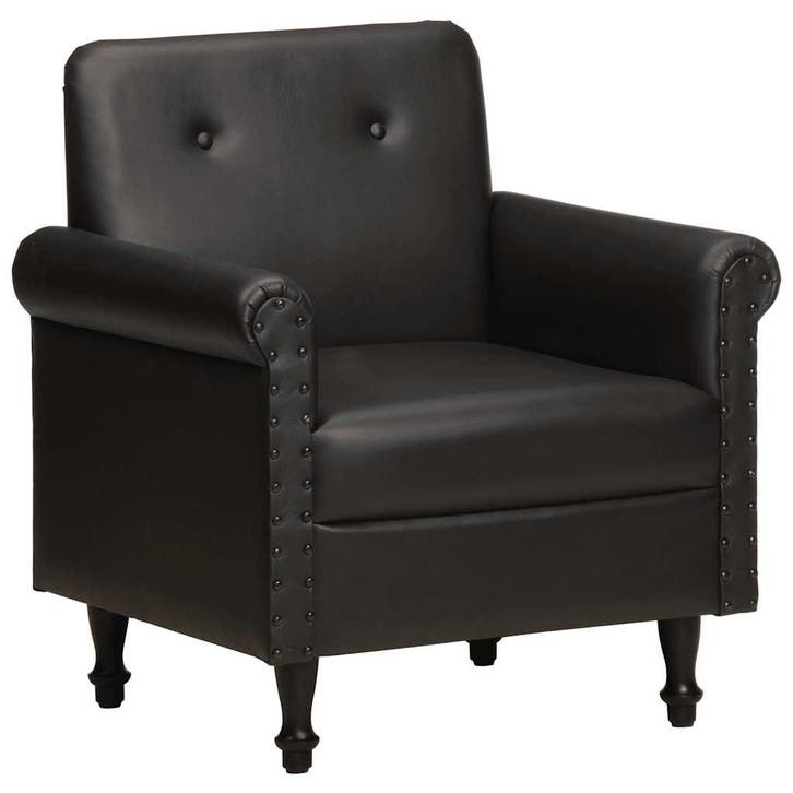 vidaXL Kuipstoel echt leer zwart, Huis en Inrichting, Fauteuils, Nieuw, Verzenden