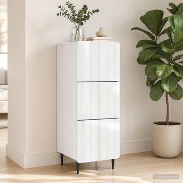 vidaXL Ladekast 33 x 34,5 x 92 cm Bewerkt hout Hoogglans Wit, Verzenden, Nieuw