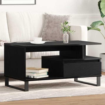 vidaXL Salontafel Zwart Eiken 90 x 49 x 45 cm Bewerkt hout, Verzenden