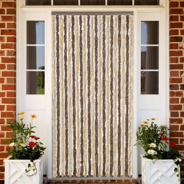 vidaXL Vliegengordijn 90x200 cm chenille donkerbruin en, Doe-het-zelf en Bouw, Deuren en Vliegenramen, Nieuw, Verzenden
