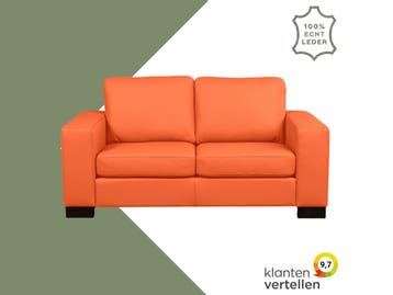 Leren bank Enjoy - 2 zits - Toledo Orange (oranje) - Poten, Ophalen of Verzenden