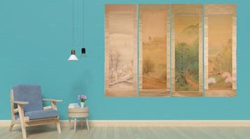 Very fine set Landscapes in four seasons, signed -