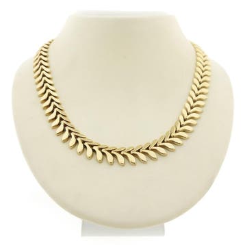 Gouden fantasie schakelketting, Ophalen of Verzenden, Gebruikt, Goud, Goud