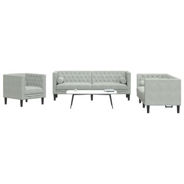 vidaXL 3-delige Loungeset Chesterfield met bolsters fluweel, Huis en Inrichting, Zetels | Zetels, Verzenden, Nieuw
