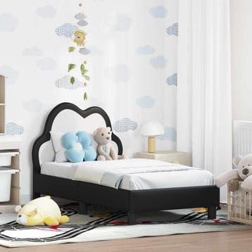 vidaXL Peuterbedframe met hoofdboard Zwart 70 x 140 cm PU, Verzenden, Nieuw