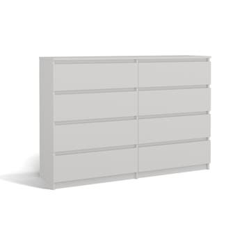 Ladekast  140 cm 8 lades Wit (Slaapkamer), 5 laden of meer, Verzenden, Nieuw, Overige houtsoorten
