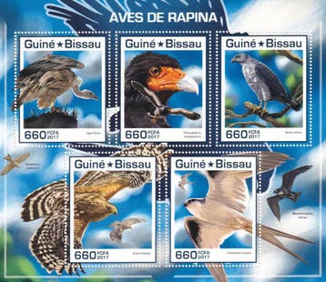 Guine Bissau - 2017 - Roofvogels - Postfris, Verzenden