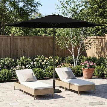 vidaXL Tuinparasol 300 x 300 cm Polyester Rechthoekig Zwart, Verzenden, Nieuw