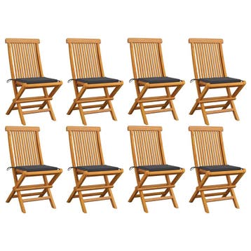 vidaXL Tuinstoelen 8 st met antracietkleurige kussens, Tuin en Terras, Tuinstoelen, Verzenden, Nieuw