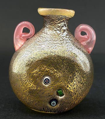 Vasetto Biansato Vintage di Murano - Vase - Verre feuille