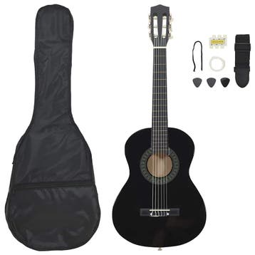 vidaXL 8-delige Gitaarset klassiek beginner 1/2 34 zwart, Verzenden, Nieuw