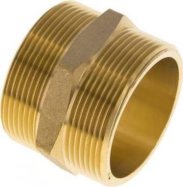 Dubbele Nippel G2'' Messing Vlakke Afdichting 16bar 60mm Hex, Verzenden, Nieuw