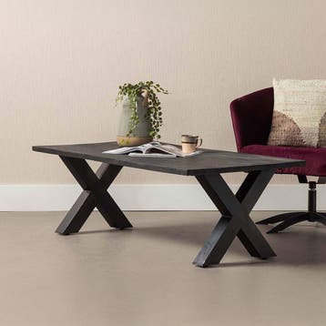 Salontafel Mangohout Cedric 130 Zwart, Verzenden, Nieuw, Industriële meubels, Overige vormen
