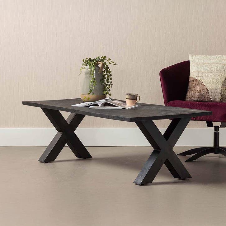 Salontafel Mangohout Cedric 130 Zwart, Maison & Meubles, Tables | Tables de salon, Envoi