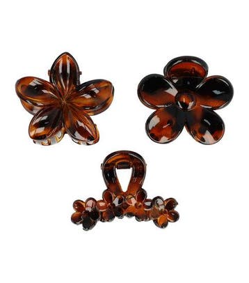Haarspeld Haarklemmen 4cm – Bloemvorm – Bruin – Set van 3