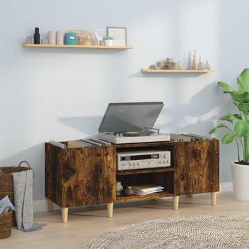 vidaXL Platenkast 121x38x48 cm bewerkt hout gerookt, Verzenden