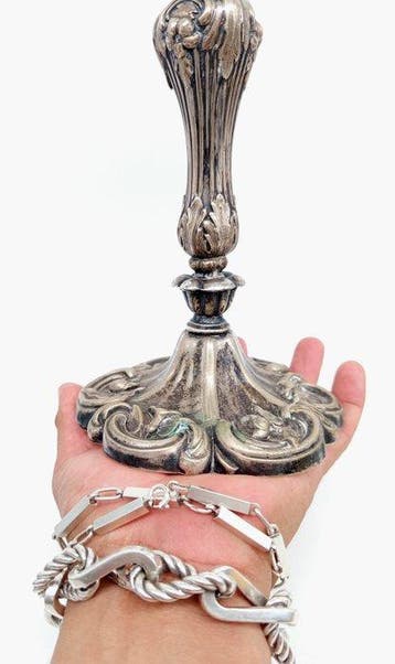 Petit bougeoir (2) - Métal, Plaqué(e) argent - Une paire de