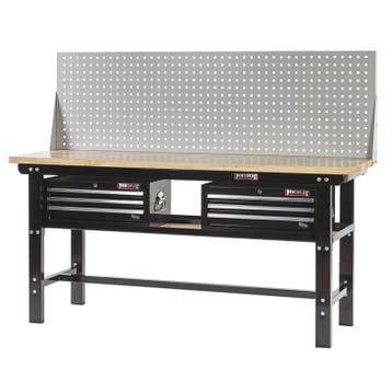 Werkbank zwart 200 cm met hardhouten blad + 2, Ophalen of Verzenden, Nieuw