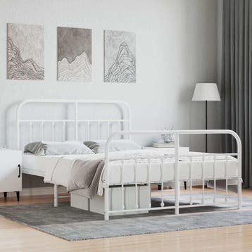 vidaXL Bedframe met hoofd- en voeteneinde metaal wit 140x200, Verzenden, Nieuw