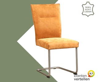 Leren eetkamerstoel Retro - Kenia Cognac (cognac) -, Ophalen of Verzenden