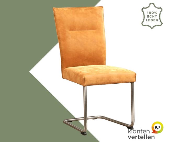 Leren eetkamerstoel Retro - Kenia Cognac (cognac) -, Maison & Meubles, Chaises, Enlèvement ou Envoi