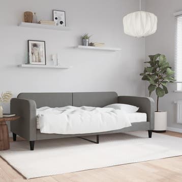 vidaXL Slaapbank met matras 90x200 cm stof donkergrijs, Verzenden, Nieuw