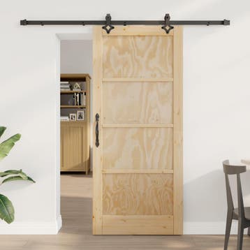 vidaXL Schuifdeur Naturel en Zwart 86 x 198,5 cm Massief, Verzenden, Nieuw