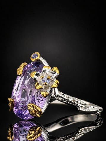 Sans prix de réserve - Bague Purple Amethyst Statement Ring