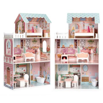 Houten Poppenhuis 106cm, 5 kamers - Tweede kansje, OP = OP, Kinderen en Baby's, Verzenden, Zo goed als nieuw, Poppenhuis