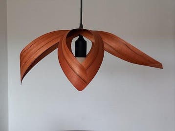 Plafondlamp - Natuurlijke appelhouten fineer, Antiek en Kunst