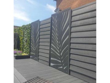 Veiling - 3x Composiet terrasscherm Frond 180x90cm, Nieuw
