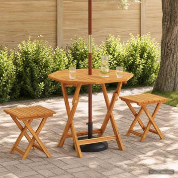 vidaXL Vouwtuin Tafel Naturel 90 x 90 x 75 cm Massief, Verzenden, Nieuw